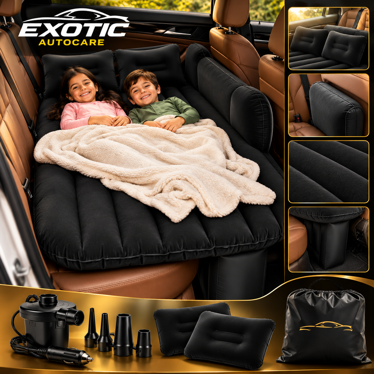 Car inflatable Bed with Pump and 2 Air pillow - Air Bed for car