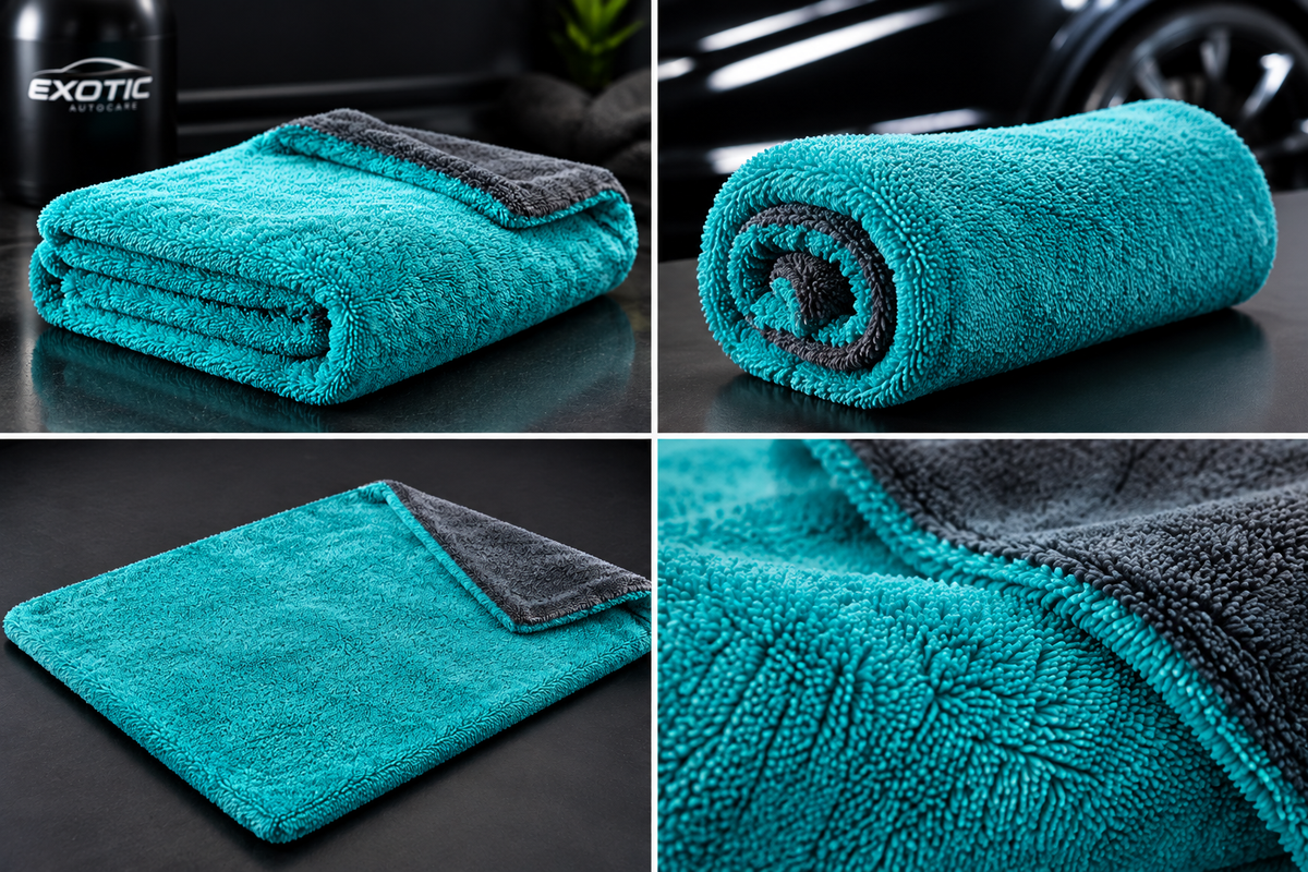 Microfiber Cloth For Car - 1200 Gsm Twisted Loop Super Absorbent Towel - Edgeless Design With Plush Pile, Lint Free Cloth For Drying & Detailing, Transparent SIZE 60*40